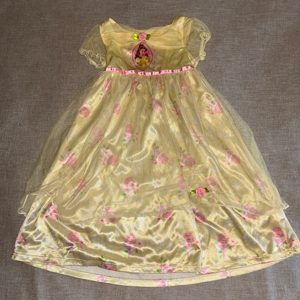 Yellow Belle Princess Costume Dress with Pink Rose Accents